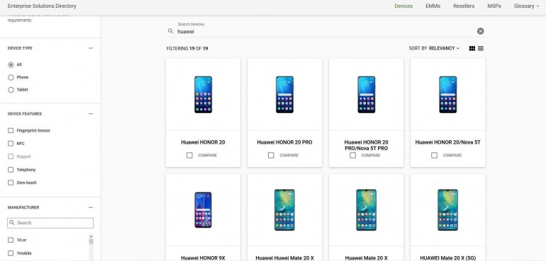 Huawei возвращается в список рекомендуемых Android Enterprise