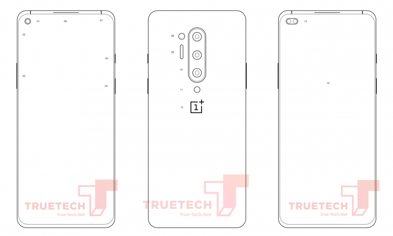 Технические чертежи OnePlus 8 Pro подтверждают наличие четырех задних объективов камеры