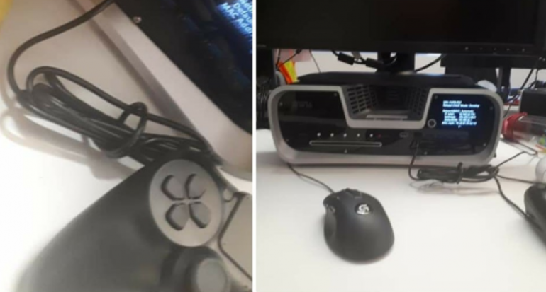 PlayStation 5 DevKit с контроллером на следующих картинках