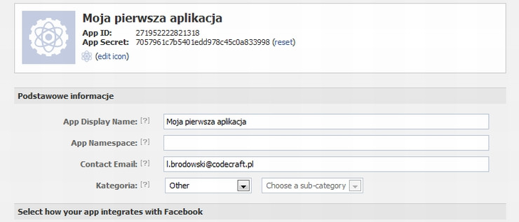 Создание приложения на Facebook