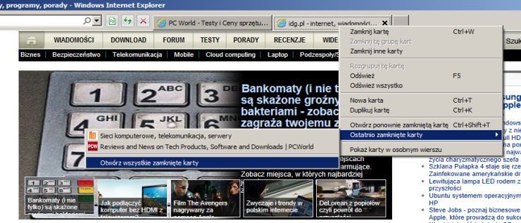 Internet Explorer, Firefox, Chrome - Как восстановить ошибочно закрытые карты