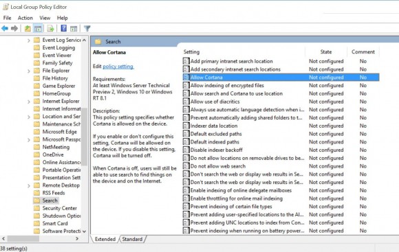 Как вы удаляете Cortana из Windows 10?