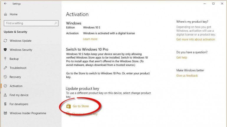Как перейти на Windows 10 с Windows S?