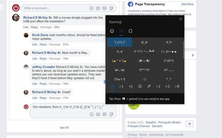 Как использовать kaomoji на ПК с Windows 10