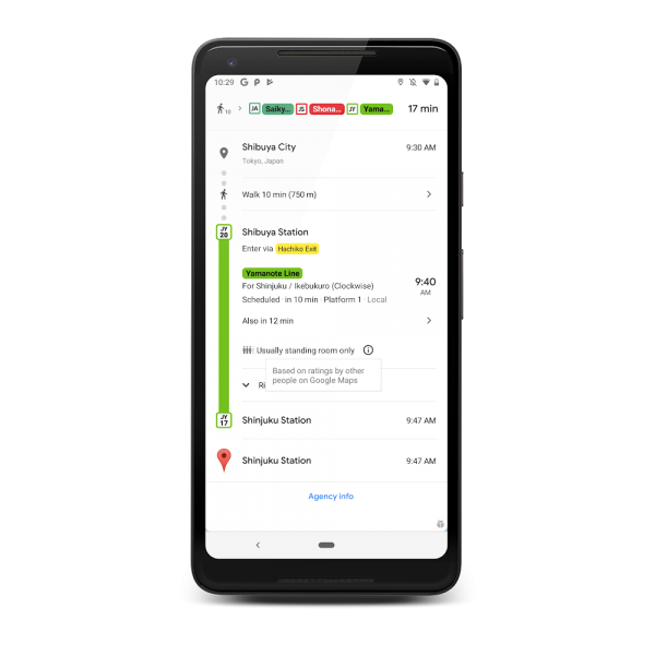 Карты Google сообщат вам, если автобус опаздывает и насколько многолюдно будет