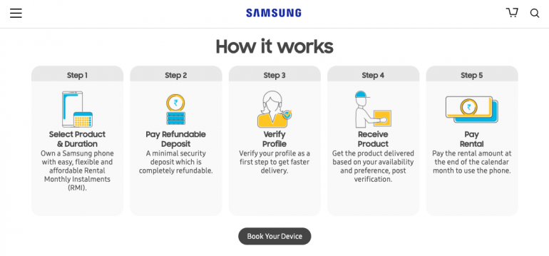 Samsung запускает программу проката смартфонов в Индии