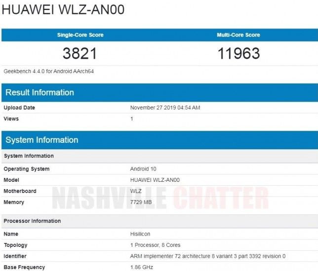 Huawei nova 6 5G поймали в Geekbench