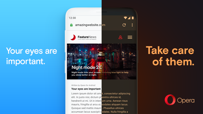 Opera для Android получает новый ночной режим и функцию затемнения