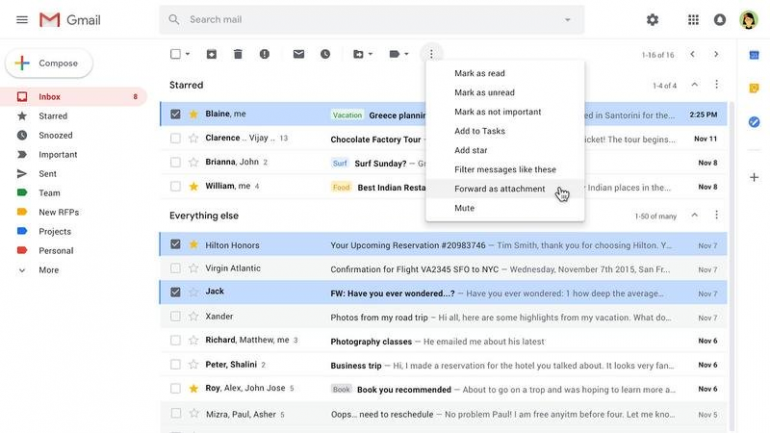 Gmail позволит вам прикрепить письмо к письму