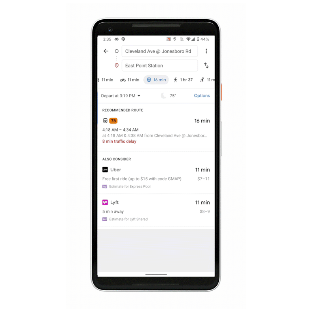 Карты Google сообщат вам, если автобус опаздывает и насколько многолюдно будет