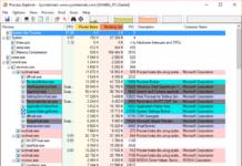 Process Explorer или диспетчер задач на форсажных камерах